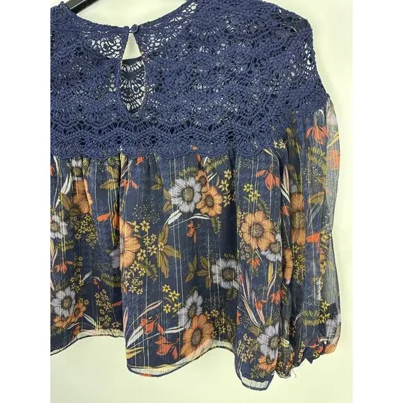 Anthropologie Mynahs Reynu Taandon Cristy Crotchet Beaded Blouse Boho Peasant XS - Picture 4 of 15